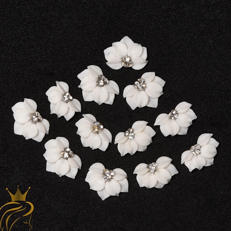 Hoa bột Nail, hoa góc 3D gắn Móng chân, móng tay, 7 Cánh, đá cạnh