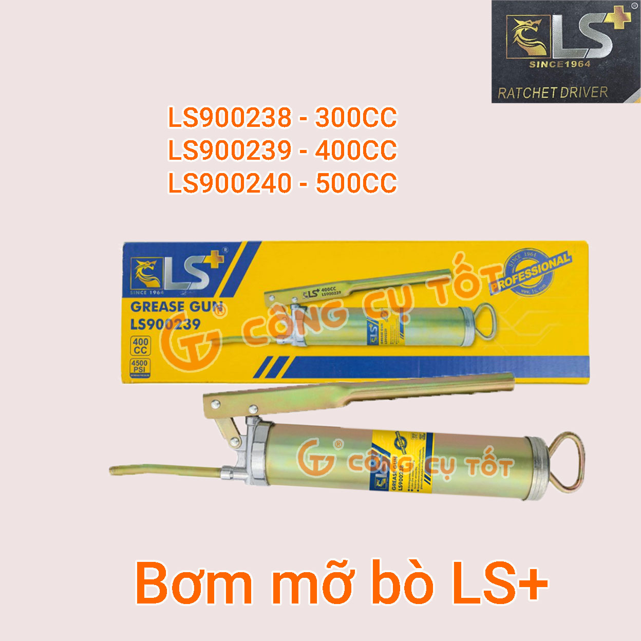 Bơm mỡ bằng tay, bơm mỡ bò hợp kim xi 7 màu ls+ 300cc, 400cc, 500cc