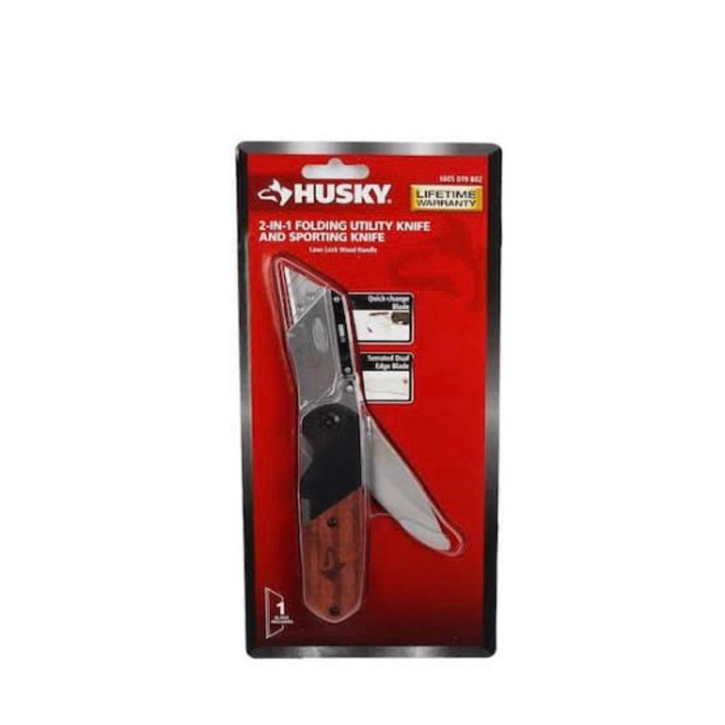 HUSKY 2-in-1 Folding Utility Knife and Sporting Knife