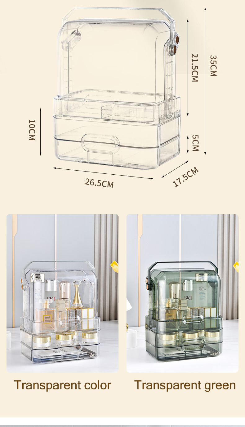 Cosmetic storage box Dustproof cover Large-capacity shelf Multifunctional storage box Desktop storage box Cosmetic storage box Dresser rack powder box