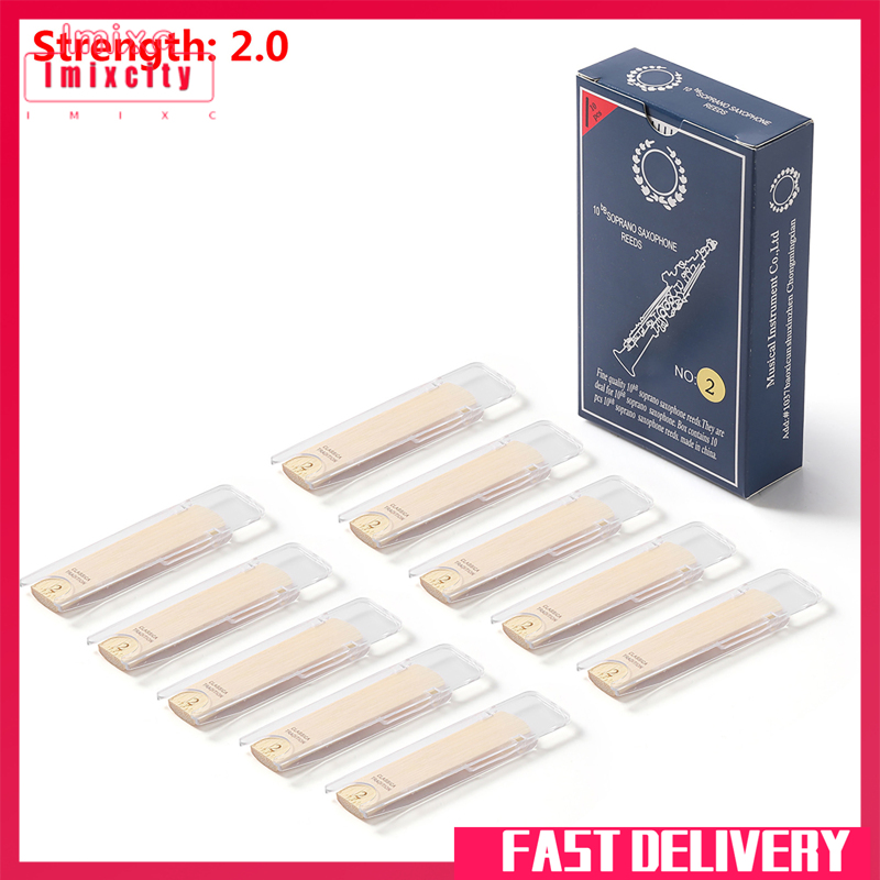 Imixcity 10 Pieces Soprano Saxophone Reeds Strength 2.0 2.5 3.0 Saxophone Reeds Bb Tone Soprano Sax Reeds For Beginner