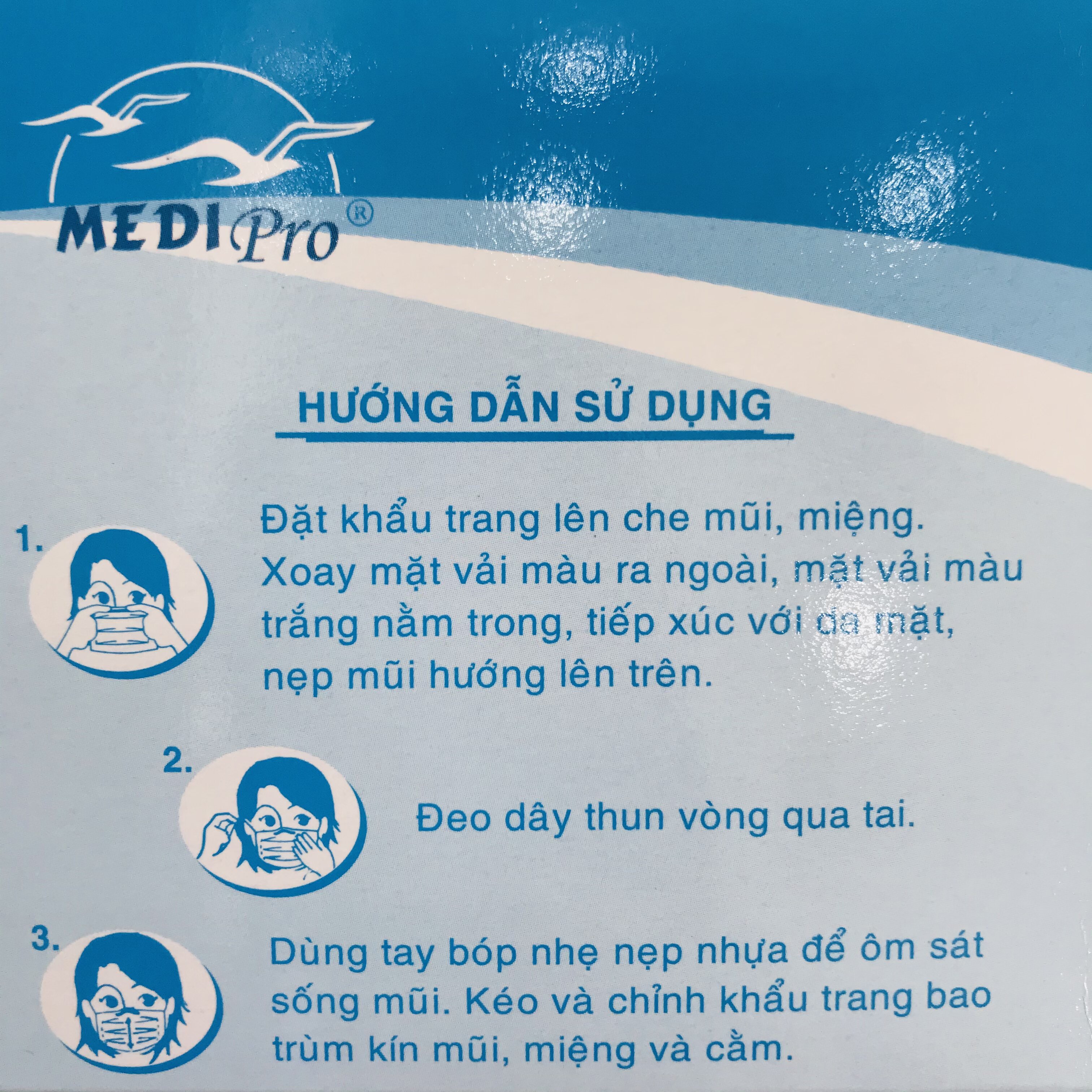 Khẩu trang y tế cao cấp Medi Pro 3 lớp - chính hãng cty Thời Thanh Bình (hộp 50 cái)