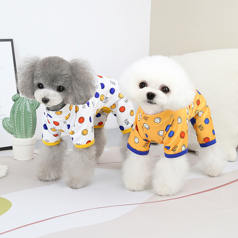 jumsuit (áo liền quần) in hình mặt cười cho chó mèo - T3 PETS SHOP