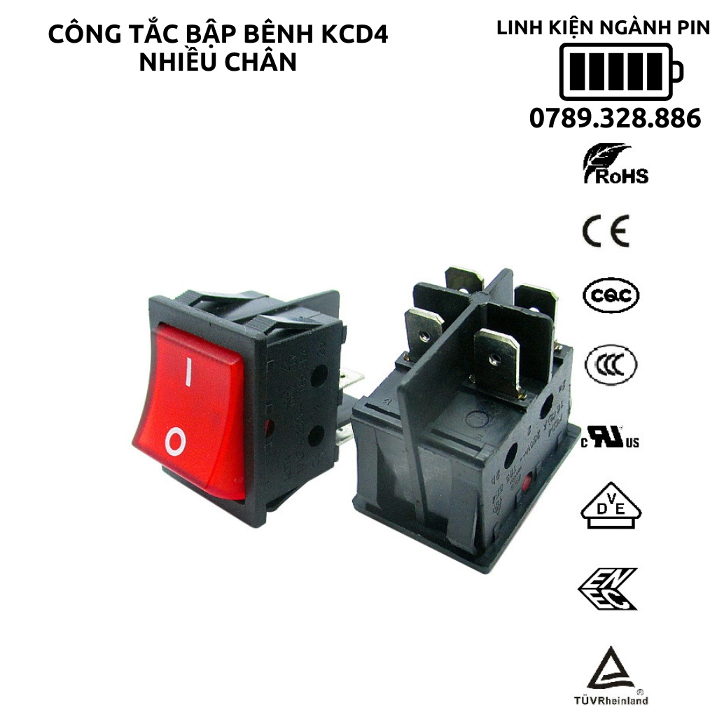 Công tắc bập bênh KCD4 16A 250VAC 4 chân có đèn
