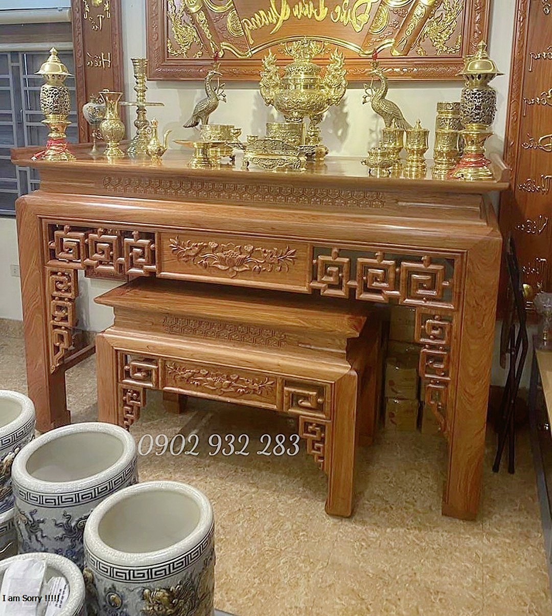 Bộ án thờ mẹ con 1m76 gỗ sồi G99 hàng giá xưởng, miễn phí vận chuyển