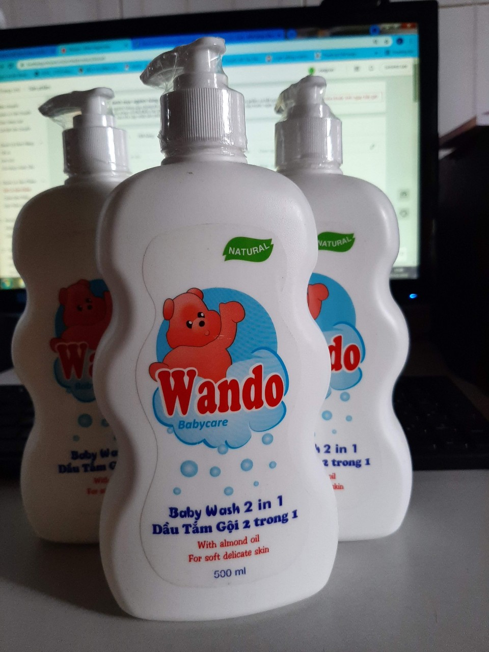 Dầu Tắm Gội Bé 2 trong 1 WANDO (500ml) (200ml)