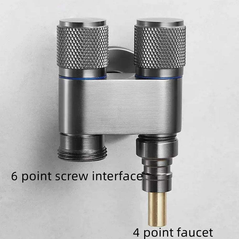 Mini Multi-function Faucet ss One In Two Out Triangle Valve Angle ...