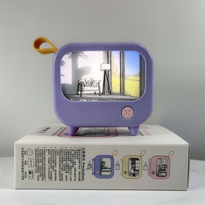 Night light creative TV shape bedroom bedside mini LED sleeping atmosphere light rechargeable light painting