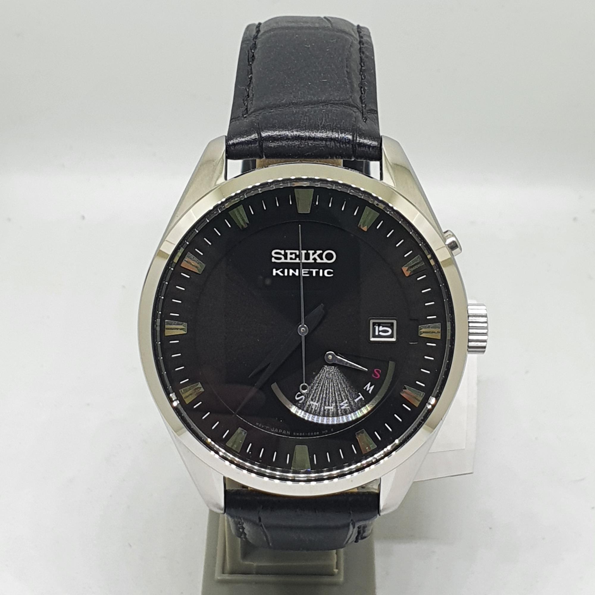 emulsion stof onsdag TimeYourTime] Seiko Kinetic SRN045P2 Black Analog Leather Date Men's Watch  | Lazada Singapore