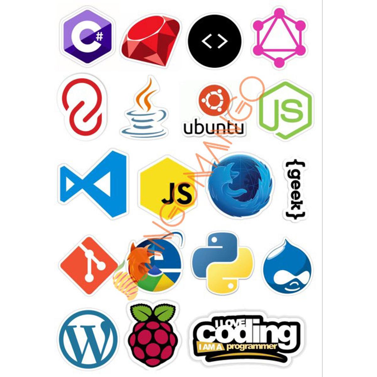 10 Pcs Programming Languages Logo Stickers 5.0 Pack For Laptop, Desk ...