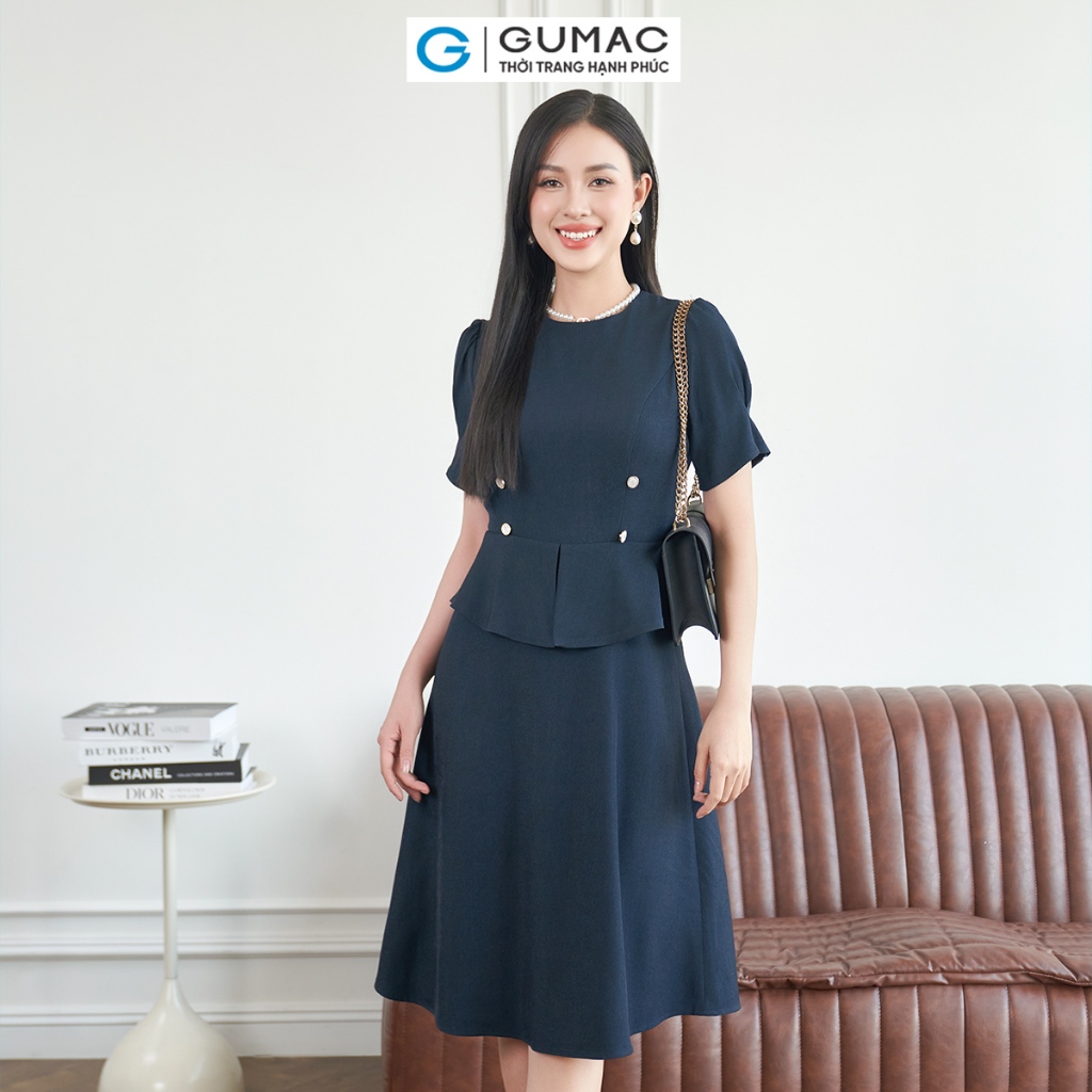 [4.4 - 6.4 |Voucher 10-12%] Đầm peplum phối nút thời trang GUMAC LDE0404 - DE04025