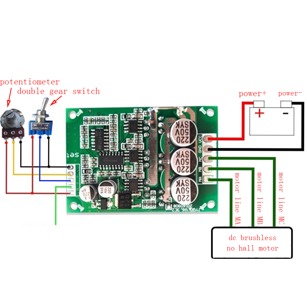 Dc 12-36v 500w bộ điều khiển tốc độ động cơ dòng điện một chiều không có hội trường không chổi than ổ đĩa 15a về phía trước và ngược lại công suất cao pwm bộ điều khiển không chổi than