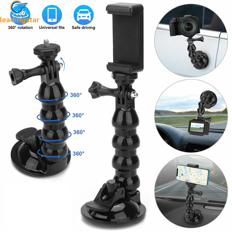 LeadingStar Fast Delivery Car Suction Cup Mount Phone Holder Adjustable Angles Video Navigation Bracket Compatible For Gopro Action Camera