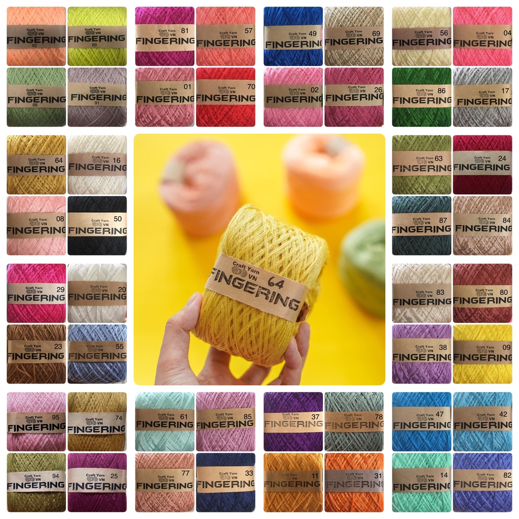 Sợi Cotton Bóng Fingering 100gr Craft Yarn VN (50 màu)