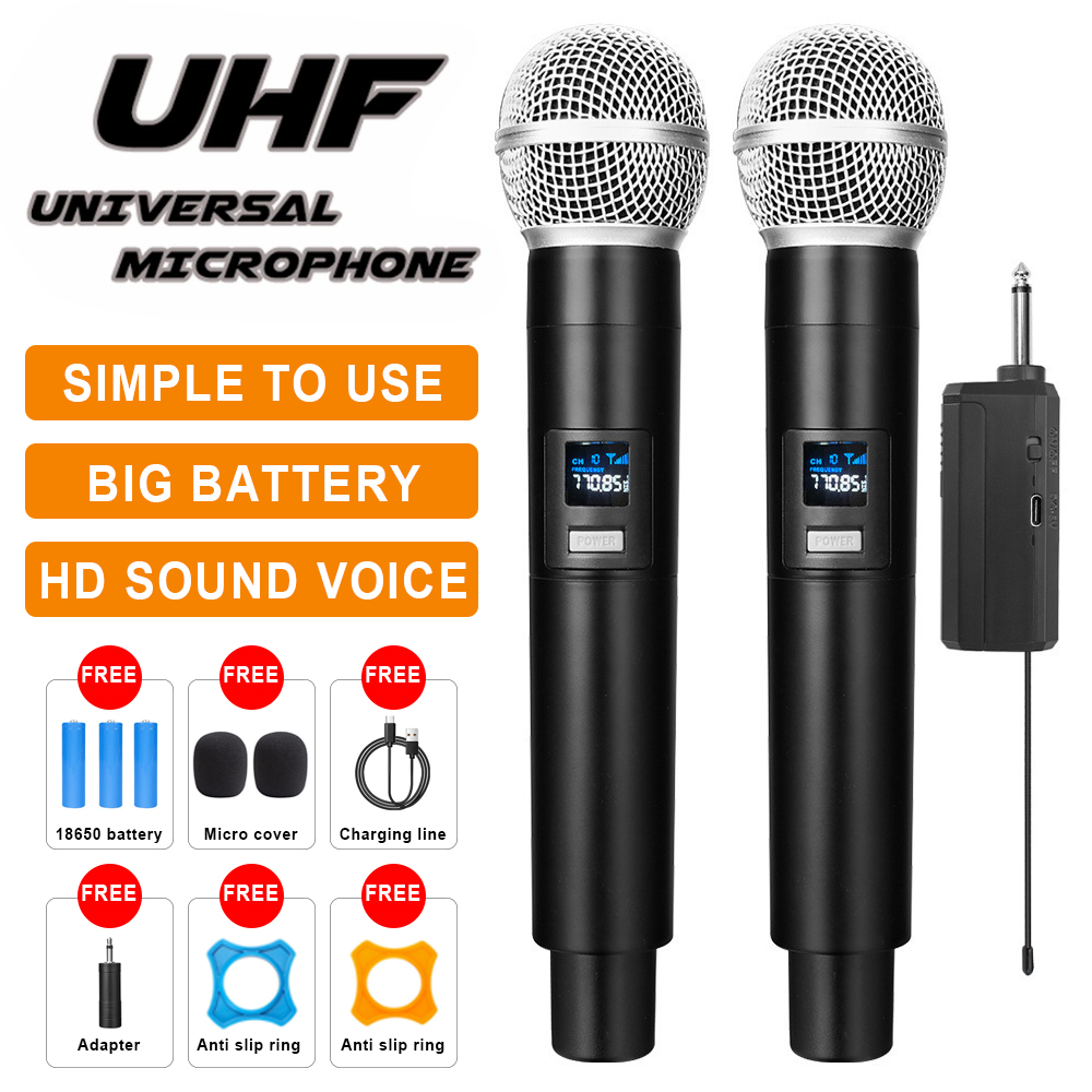 KEBIDU Micro karaoke Micro cầm tay không dây với bộ thu sạc cho tiệc cưới