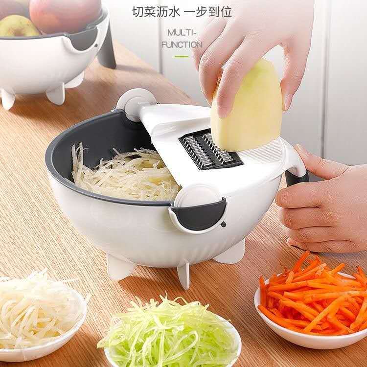 Household Multi-functional Vegetable Cutter, Kitchen Vegetable Cutting Artifact, Drain Basket, Shredding and Slicing, Wire Planer, Potato Silk Wiper