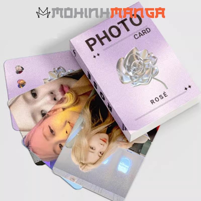 Lomo card bo góc BP hologram hộp 50 thẻ in 2 mặt Lisa Jennie Jisoo Rose có hiệu ứng lấp lánh mẫu mới