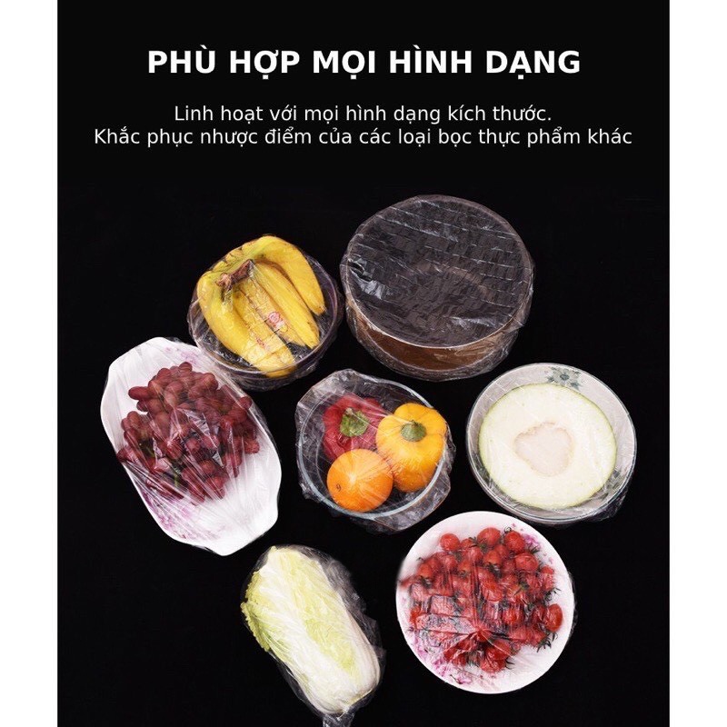 Set 100 Chiếc Màng Bọc Thực Phẩm Co Giãn Siêu Dai Có Chun