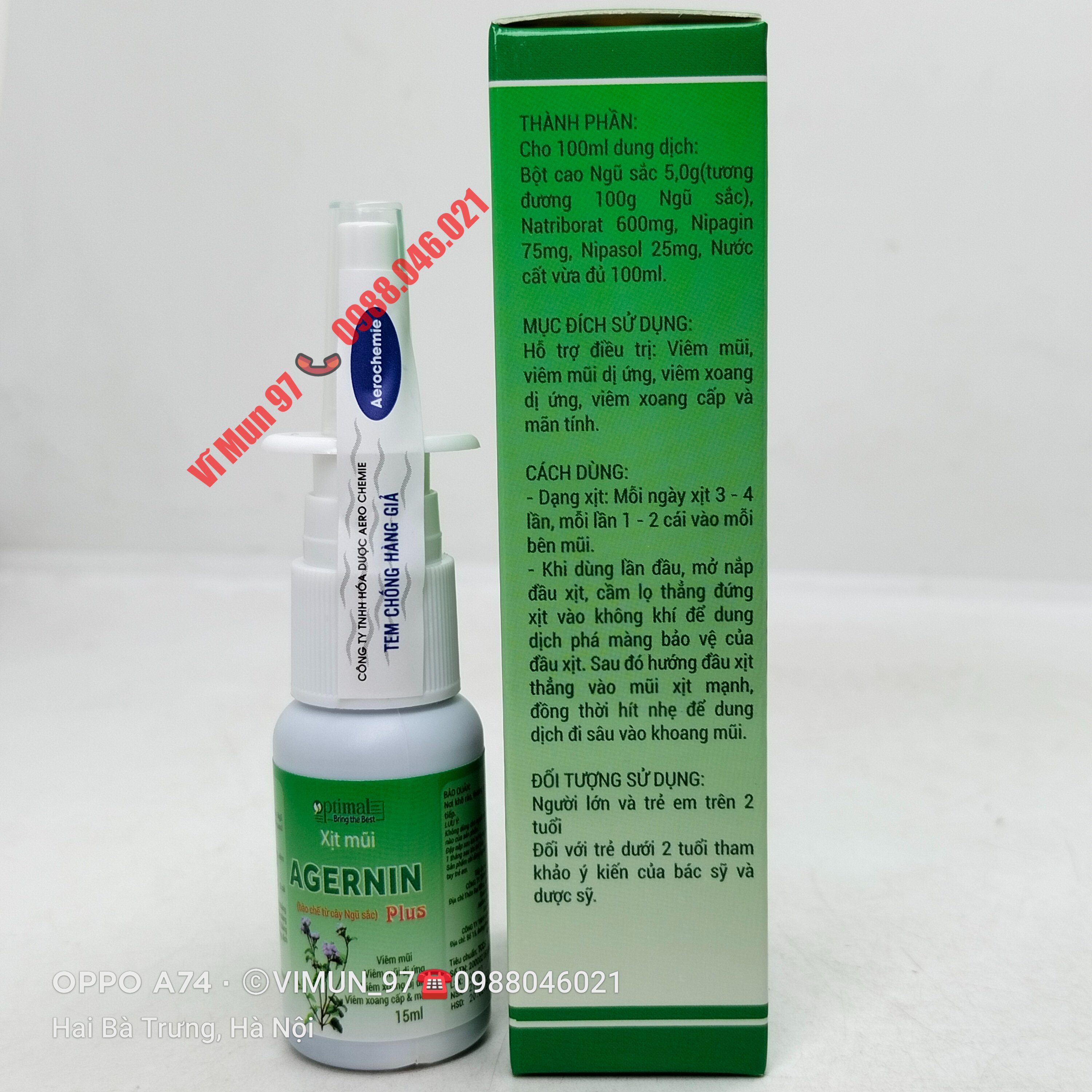 Xịt mũi AGERNIN Plus chai 15ml