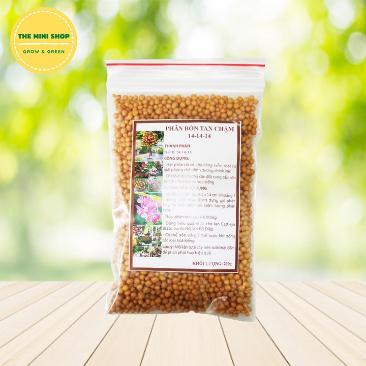 Phân bón hạt vàng 14-14-14 Oscomote 200g - Phân tan chậm màu vàng