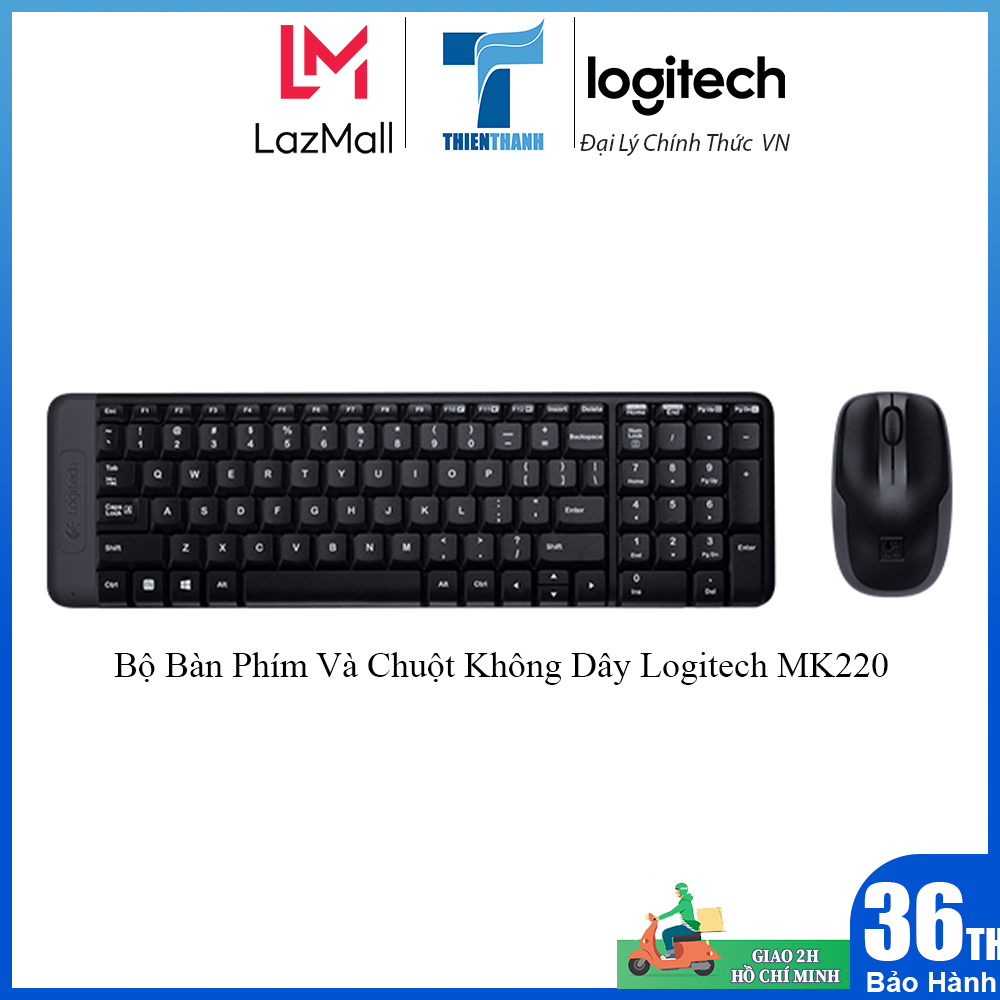 Bộ Bàn Phím Và Chuột Không Dây Logitech MK220