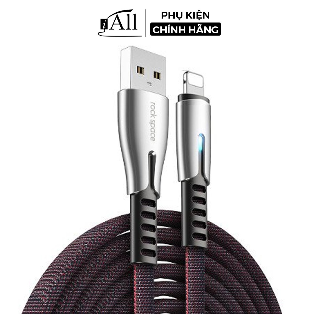Cáp sạc lightning Rockspace M2 có đèn led báo sạc cho Iphone - iAll Store