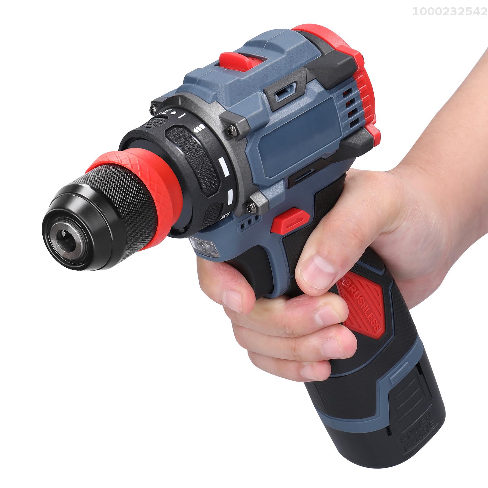 NANWEI 16.8V 2in1 Lithium Drill Electric Screwdriver Multi-function Power Tool 45Nm Torque Brushless Motor Practical Screw Driver for Home Appliances Furniture Installation Automotive Electronics Repairing