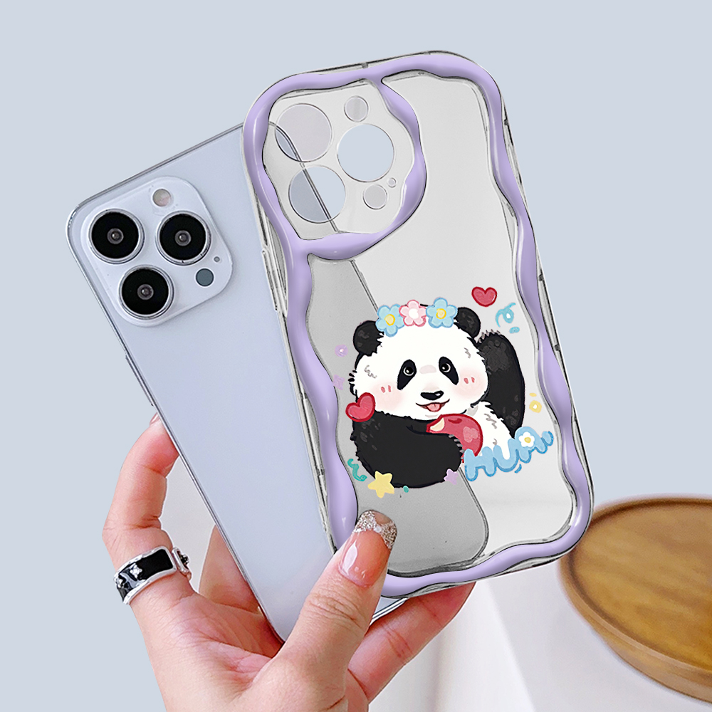 YYDS for Vivo Y28 4G Back Cover Cute Panda Case Soft Texture Wavy Edge Silicone Mobile Cover. 