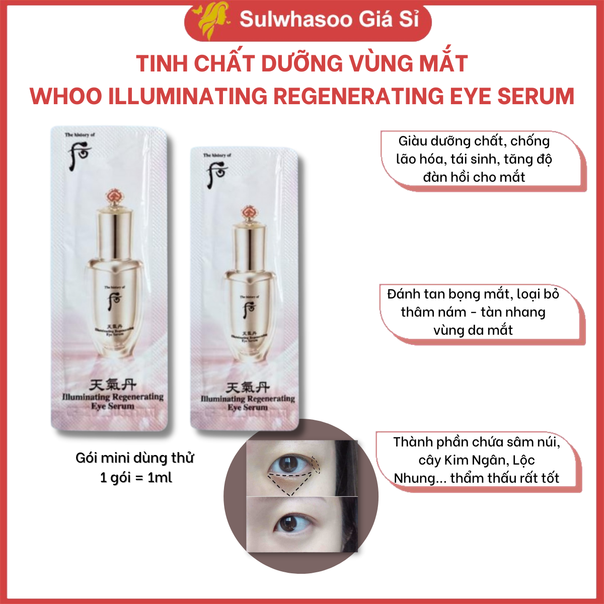Tinh chất trẻ hóa da giảm thâm và nhăn vùng mắt Whoo Cheongidan Illuminating Regenerating Eye Serum - Sulwhasoo Giá Sỉ