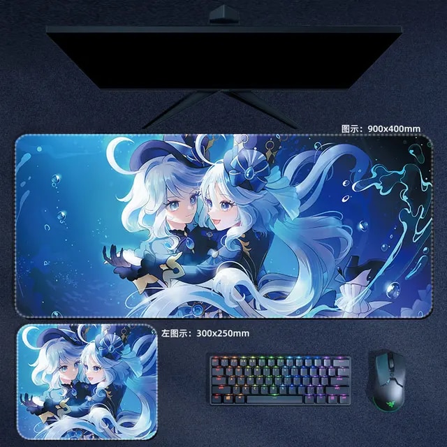Furina Focalors Mouse Pad Genshin Impact Large Xxl Mousepad Computer Keyboard Padding Anime Gaming Genshin Accessories Desk Mat