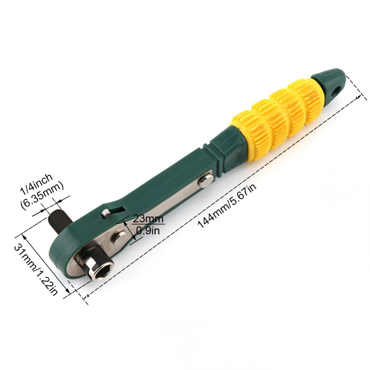 Mini 1/4 Head Screwdriver Pole 6.35mm Inner Hexagon Ratchet Socket Wrench with Dual-head