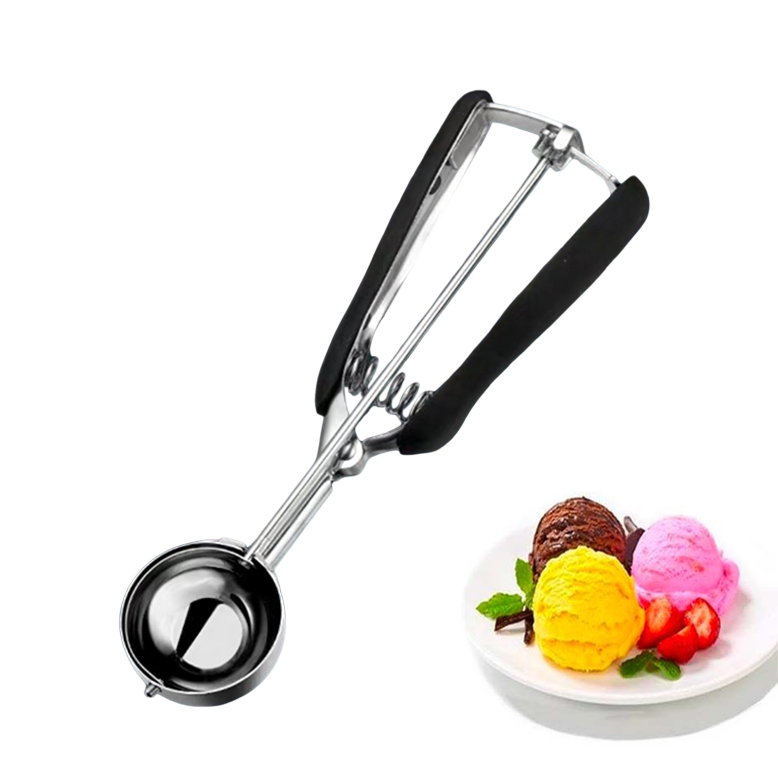 Ice Cream Scoop with Soft Handle Melon Scoop Premium Stainless Steel Ice Cream Scoop with Comfortable Grip Ideal for Home Use Multi-purpose Cookie Scooper in Asia