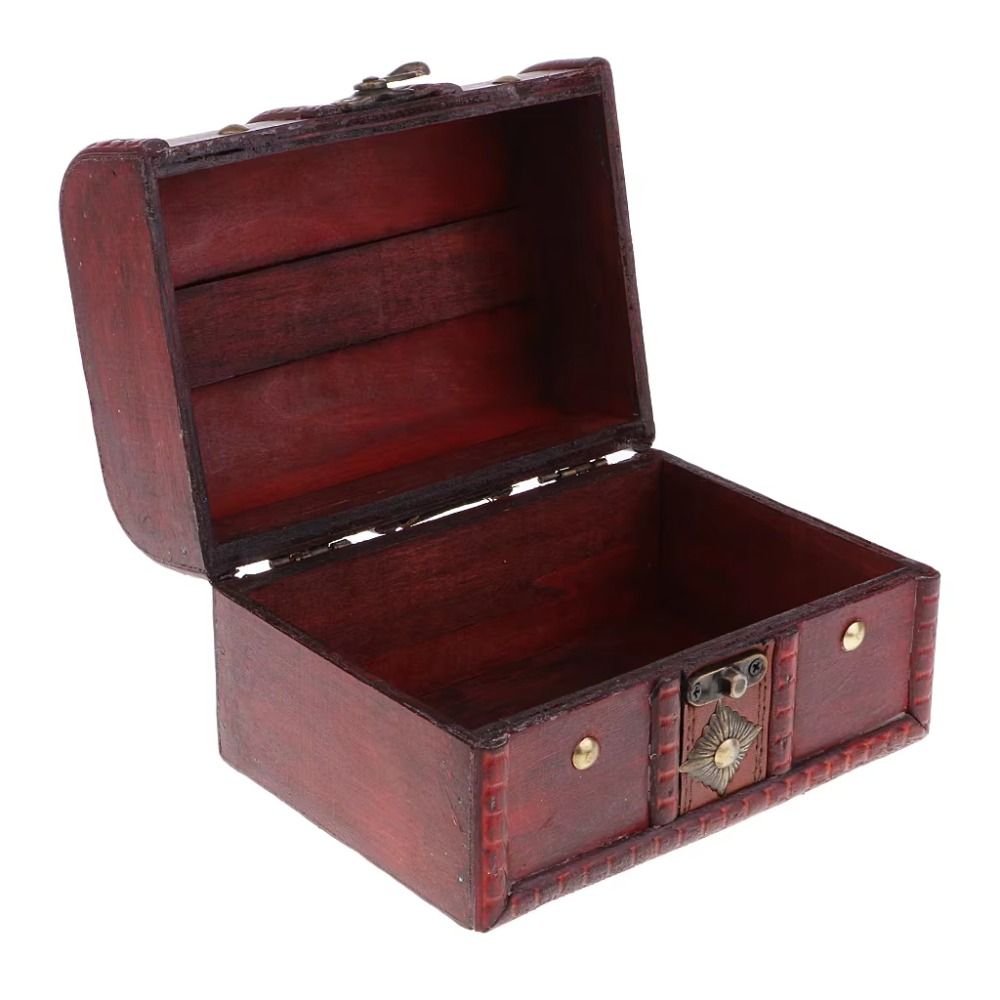 Antique Vintage Treasure Chest Decorative Wooden Jewelry Storage Box ...