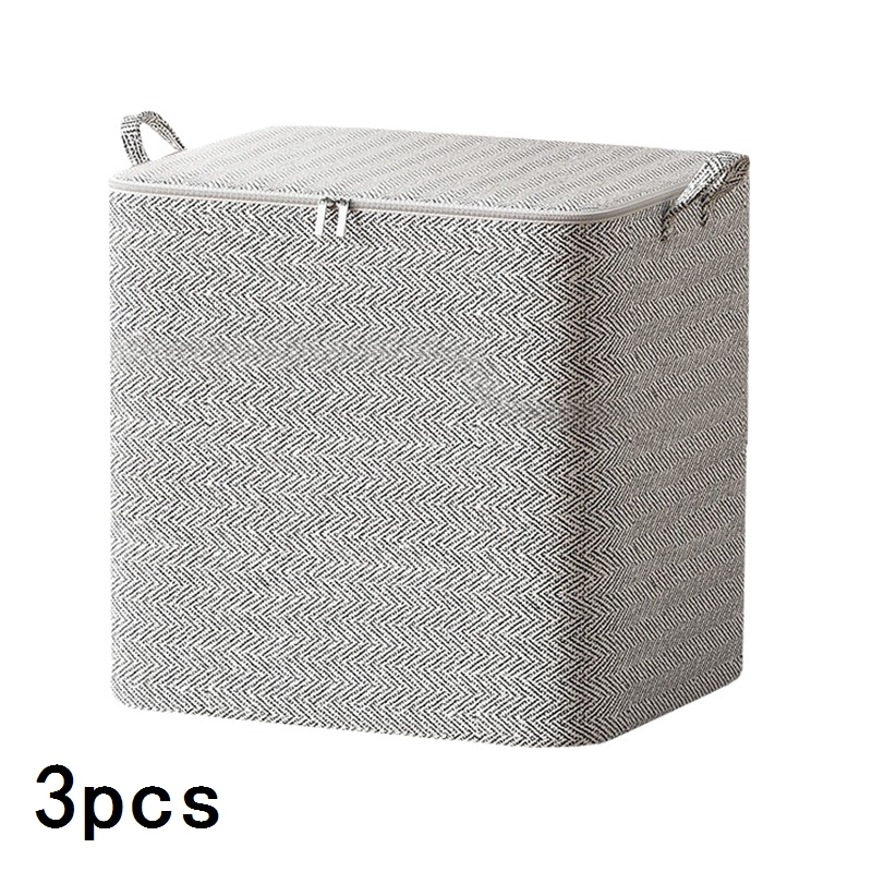 Didihou 3Pcs 220L Storage Box Cloth Quilt Pillow Toys Closet Organizer With Lid Zipper Dustproof Foldable Stackable Organizer Bag Home Accessories