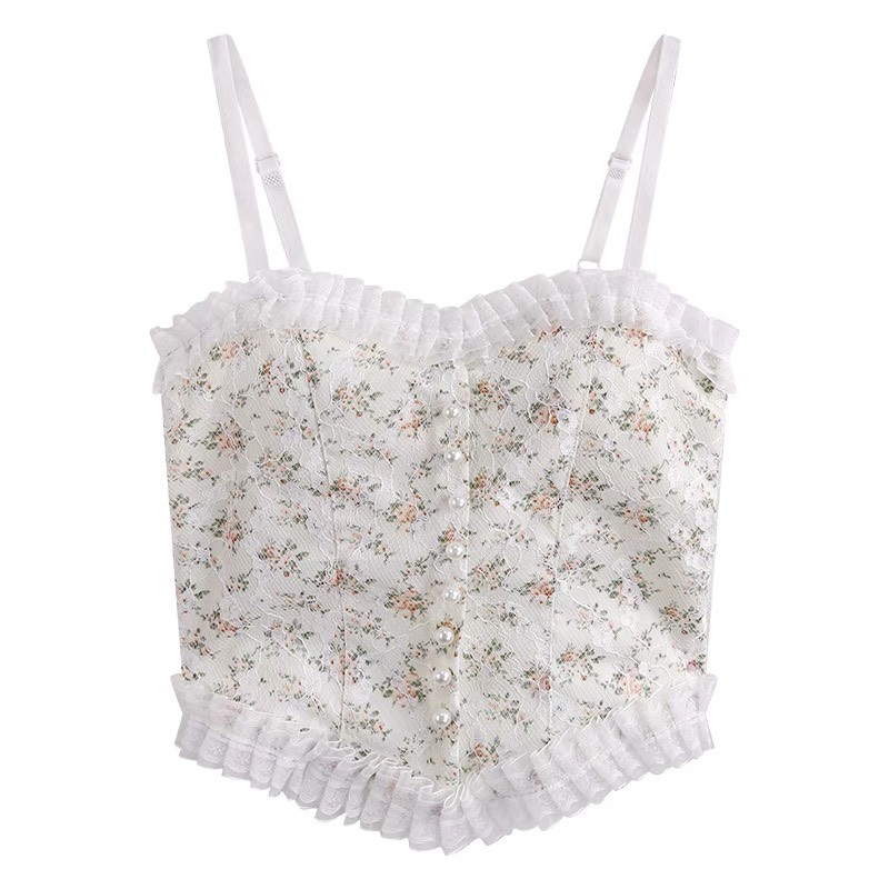 Áo Bara 2 Dây Pha Ren Cúc Ngọc Cao Cấp