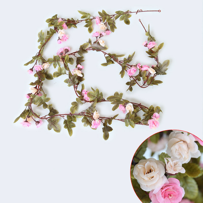 2.3m Artificial Rose Vine Flowers Garland Plant Artificial Flower Hanging Rose Ivy Home Hotel Wedding Party Garden Decor. 