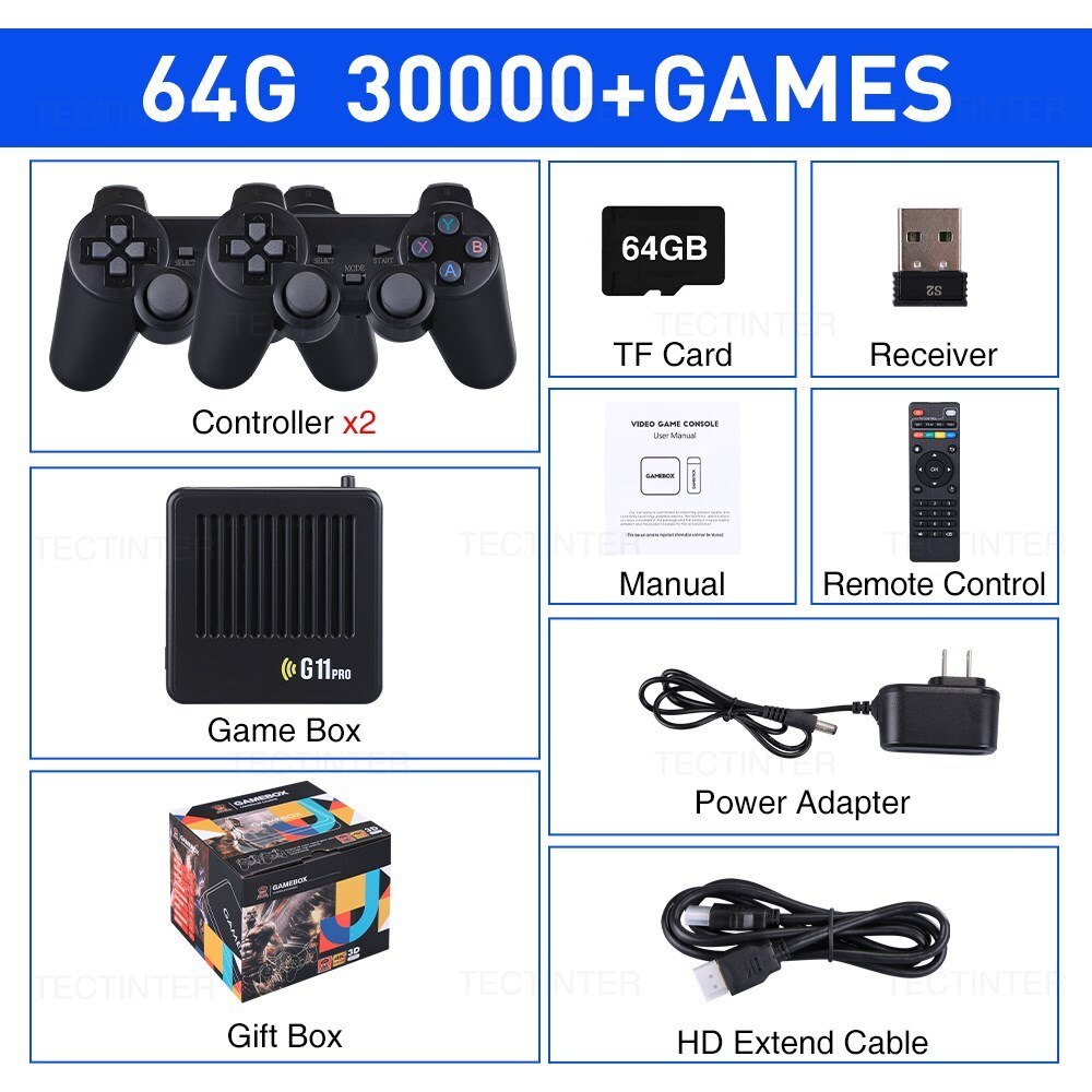 HDMI 4K TV Game Stick Kit 128G Built-in 40000+ Video Games Console w/2x  Gamepad