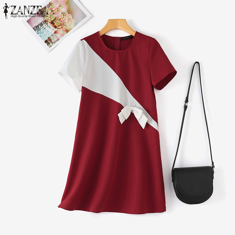 ZANZEA%20Korean%20Style%20Women's%20Dresses%20Fashion%20Casual%20Short%20Sleeve%20O-Neck%20Party%20Prom%20Kleid%20Loose%20A-Line%20Dress%20-%20Image%206