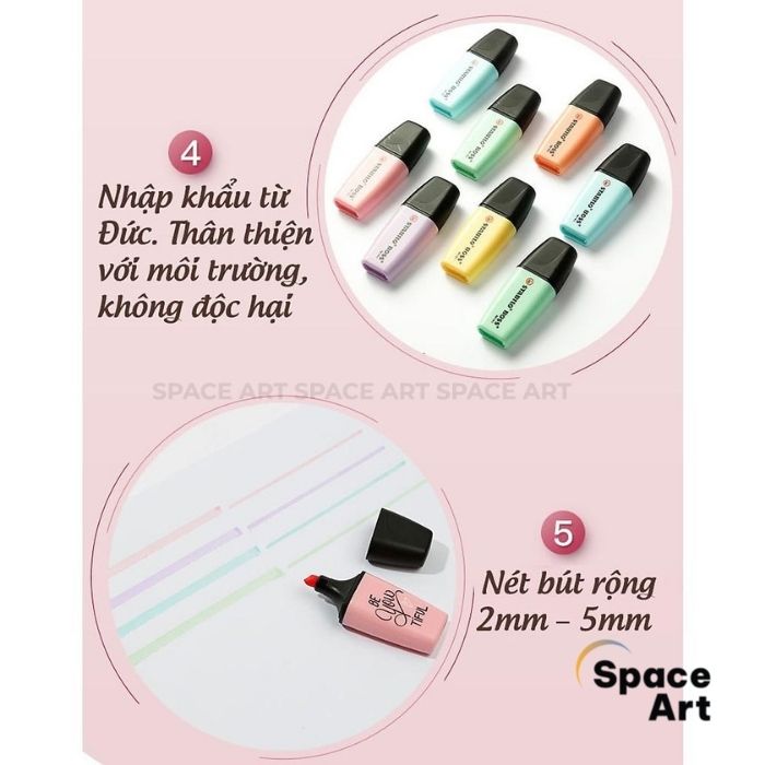 [Space Art Store][Chính hãng]Bút dạ quang Highlight STABILO BOSS mini Pastel 07
