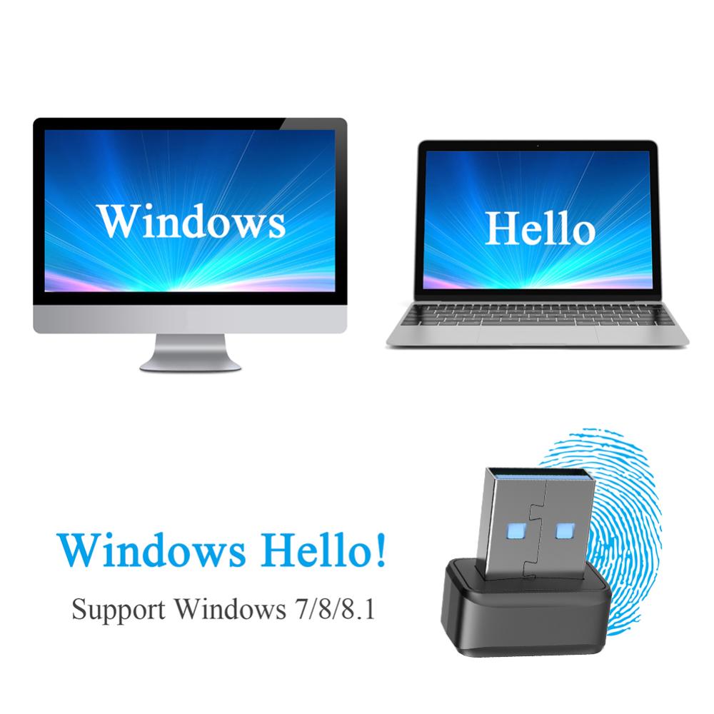 USB Fingerprint Key Reader FIDO U2F Biometric Mini Security Key Dongle Windows Hello Speedy Matching Security Key for PC