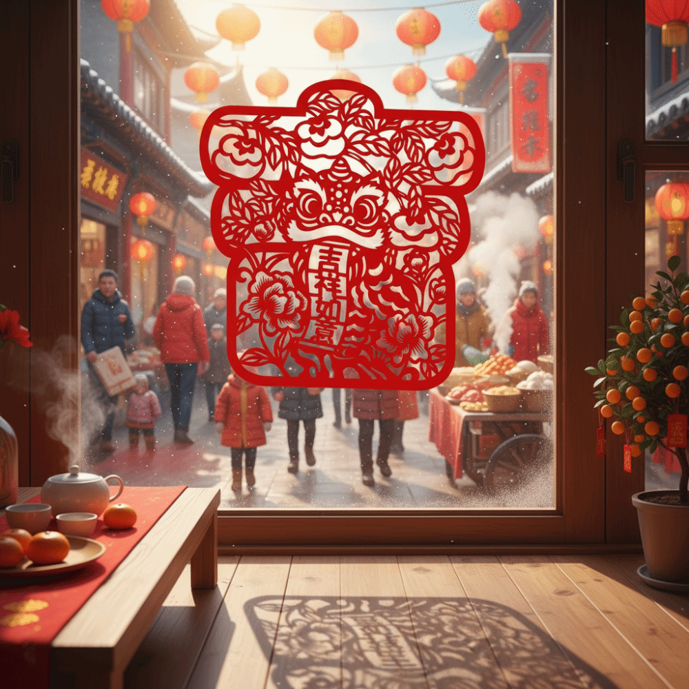 Traditional Horse Blessing Design Window Flowers Stickers Self-Adhesive ...