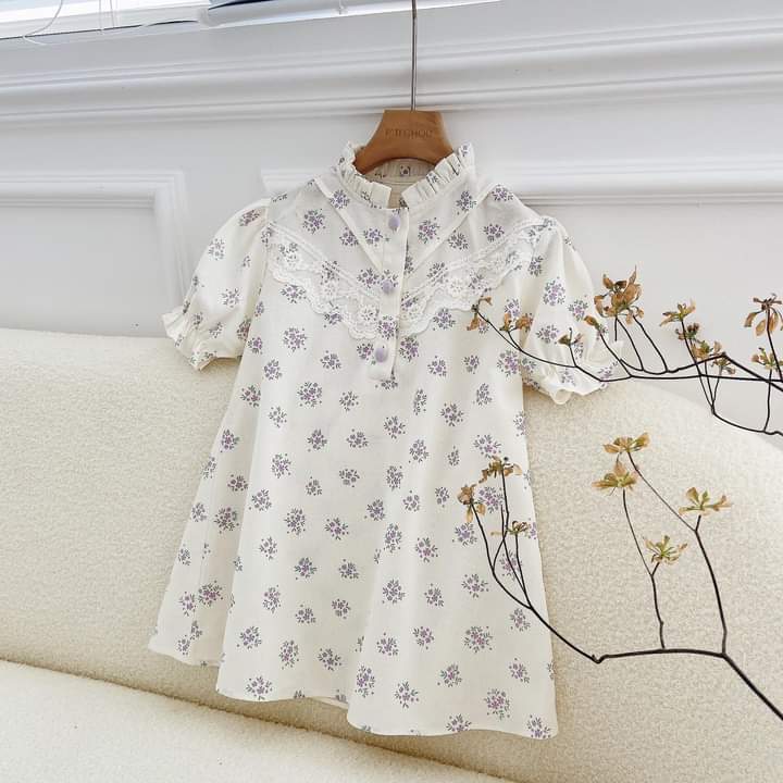 Váy hoa tím cổ bèo FLEUR