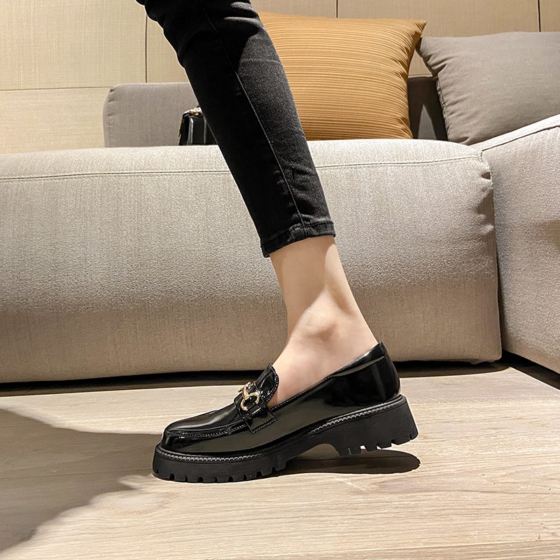 Giày Lười Da Bóng Đế Dày Thời Trang Cho Nữ