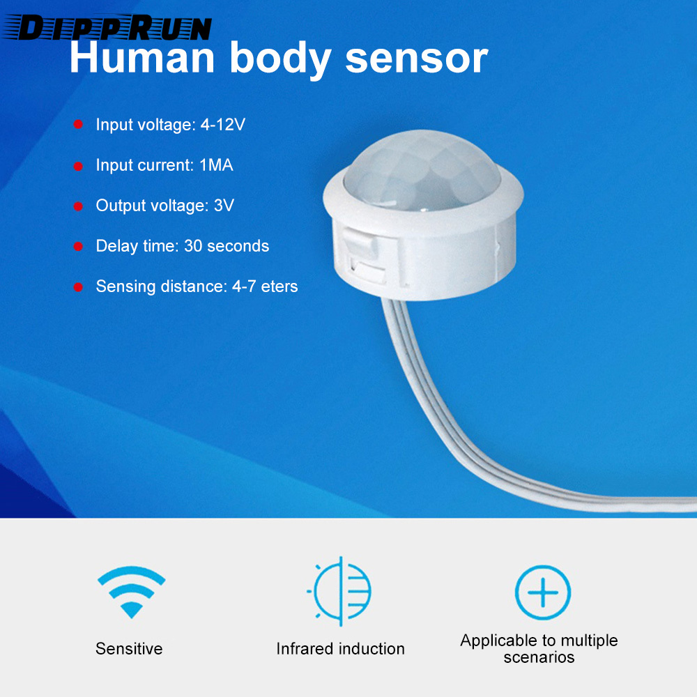 Dipprun 4-12v pir motion sensor 4-7m switch ir infrared human body induction sensor detector switch for led light switch