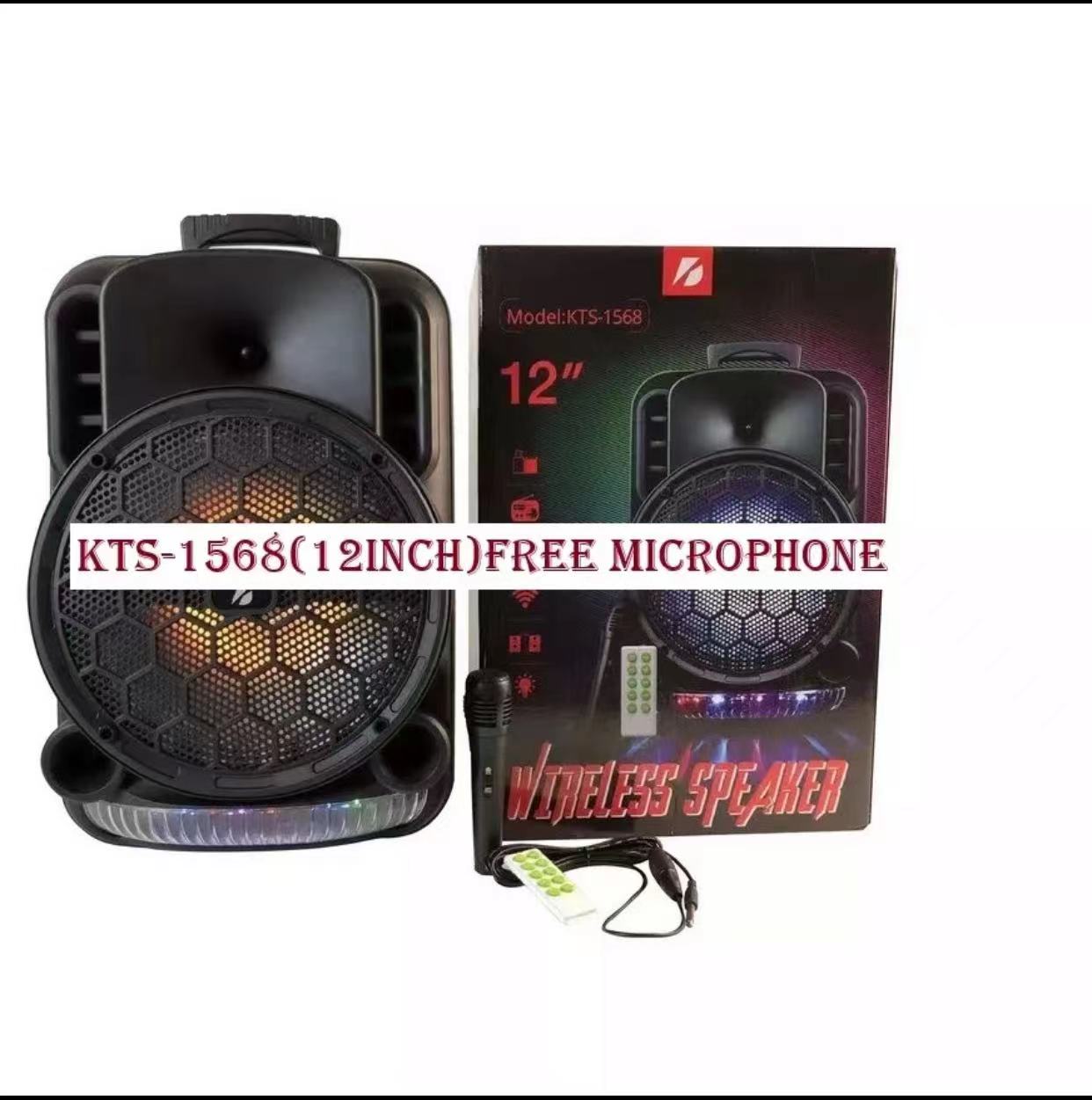 KTS1568 PORTABLE KARAOKE WIRELESS SPEAKER(12INCHES) FREE MICROPHONE