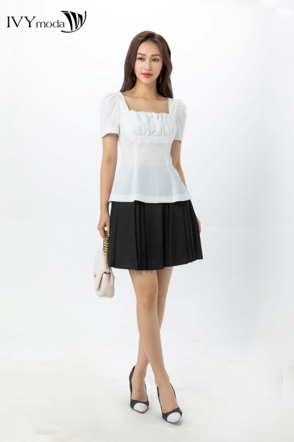 [TỪ 15-19.1|VOUCHER 150K] Chân váy xếp ly so le IVY moda MS 31B9306