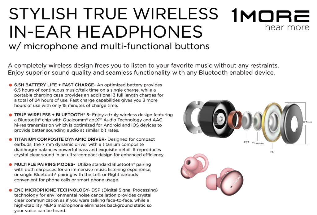1More Stylish True Wireless In-Ear Headphones1More