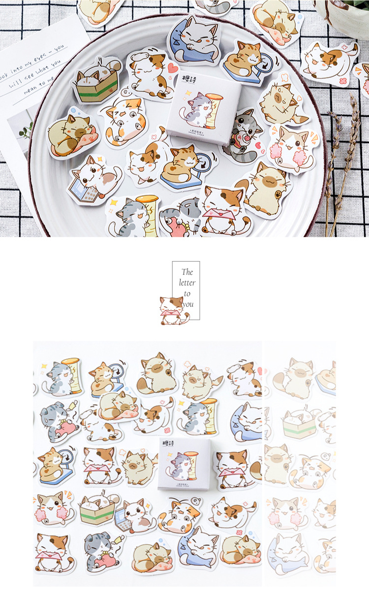 Hộp 45 stickers hình mèo