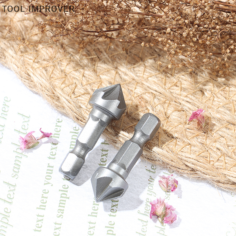 TOOL IMPROVER 6 Flute Countersink Drill Bit Chamfer Cutting Woodworking Tool hexagon handle