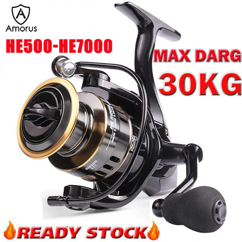24 hours Ship Out] Amorus fishing reel On Sale full metal 30KG Max Drag Reel  Super Light fishing rod Professional spinning reel fishing HE SERIES  HE500-7000 5:2:1 High Speed Spinning Reels for